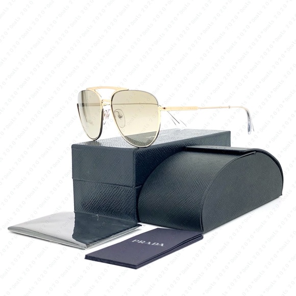 PRADA PR 50US ZVN6O0 56mm Pale Gold / Light Brown Gold Lenses Sunglasses - Picture 1 of 9